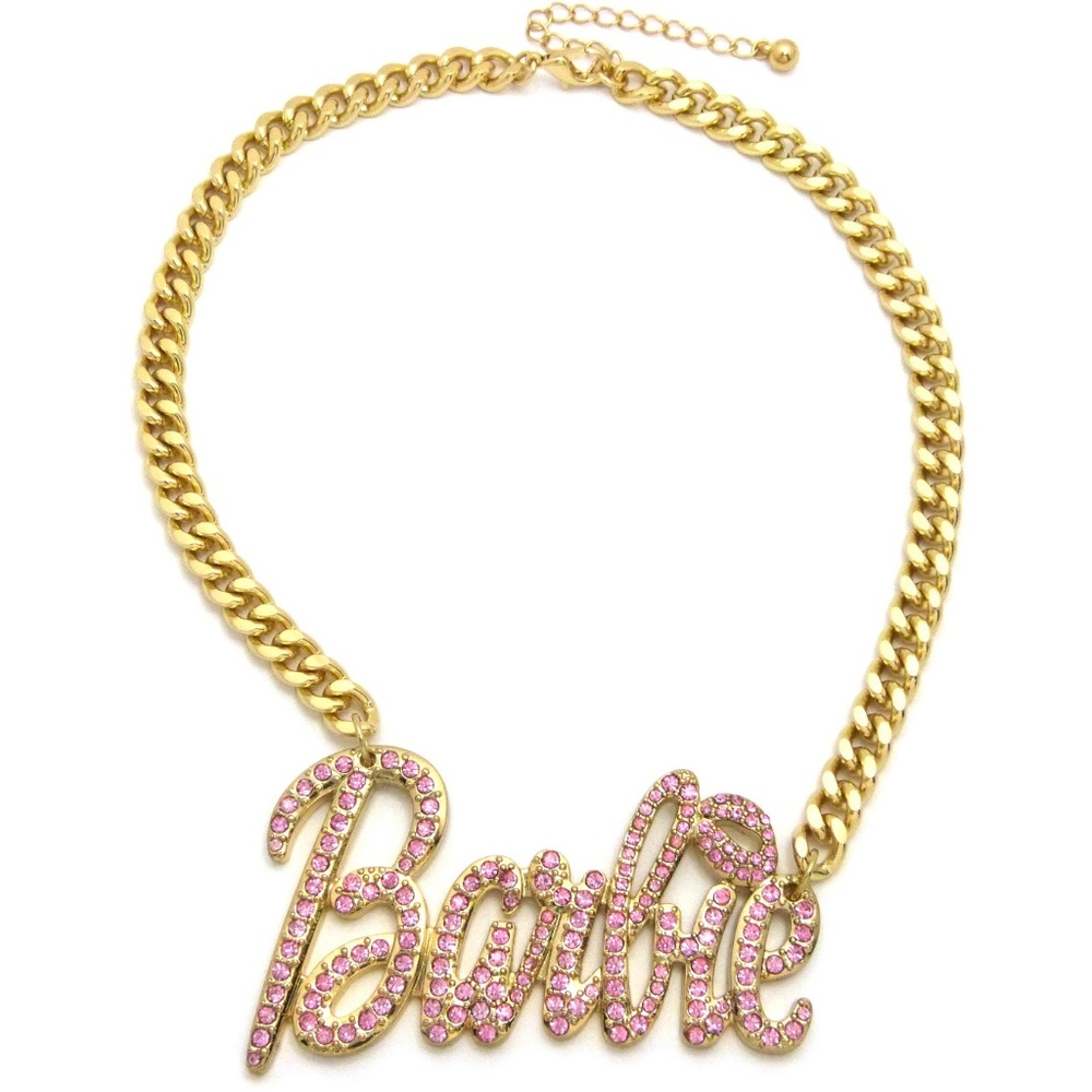 Pink Barbie Pendant 8mm/18" Link Chain w/Extension